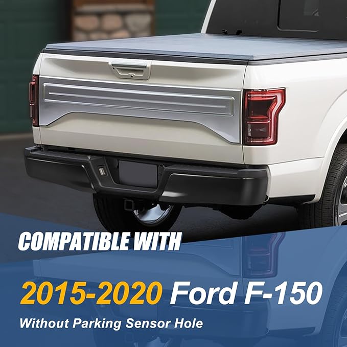 Auto Dynasty Rear Bumper End Caps Cover Compatible with 2015-2020 Ford F-150, Passenger Right Side, Non Parking Sensor Holes, Primered/Painted Black