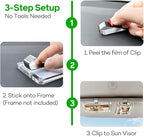 6-Pack Premium Stainless Steel Clips with 3M Adhesive – DIY Car Sun Visor Mounting Kit for Photo Frames (Not Included), Strong Hold Accessory for Custom Displays, Versatile for Home & Office & Use