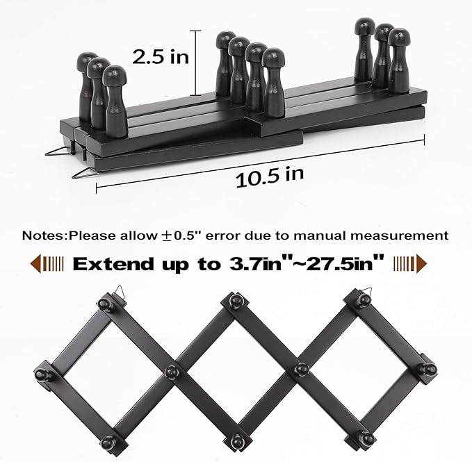 SCUNDA Expandable Hat Rack for Wall, Wall Hook for Coat/Mug/Baseball Cap, 2 Packs Hat Holder for Girls or Boys Room, Kids Roo