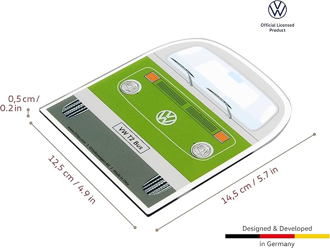 BRISA VW Collection - Volkswagen Polycarbonate Ice Scraper Windshield Scraper Snow Remover Winter Car Accessory in T2 Bus Design (Front/Green)