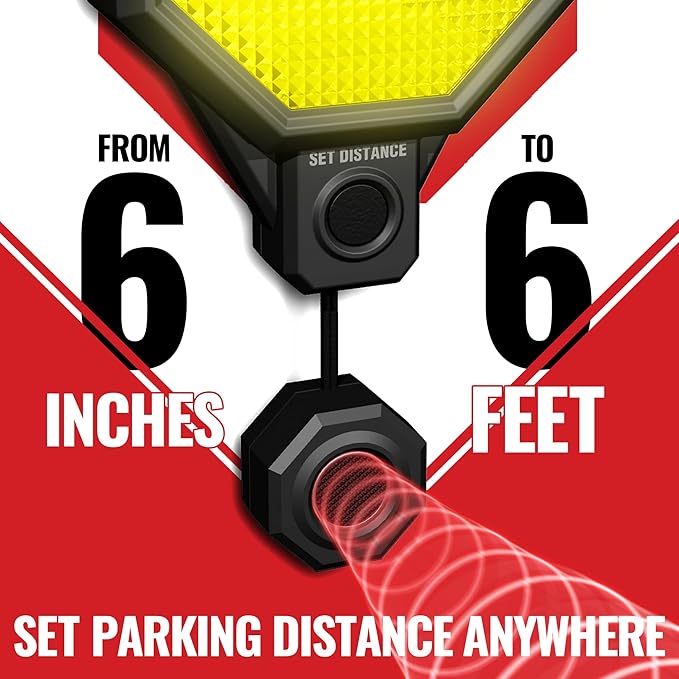 STKR Garage Parking Sensor – Adjustable Ultrasonic Car Stop Assistant with Red/Yellow/Green LED Display – Set Stop Distance 6
