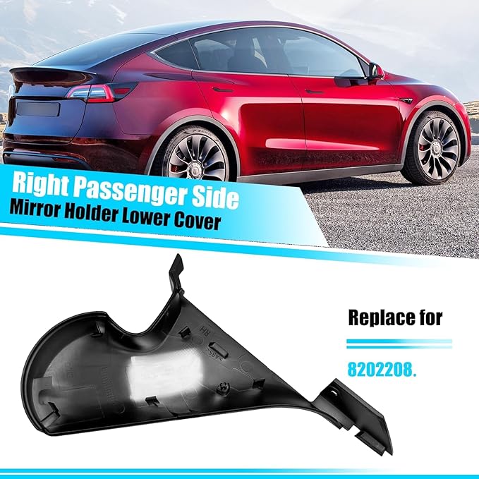 Jaronx Compatible with Tesla Model Y Mirror Holder Lower Cover 2018-2024, Right Passenger Side Rearview Mirror Bracket Bottom Base Cover Replacement for Tesla Model Y Accessories 8202208
