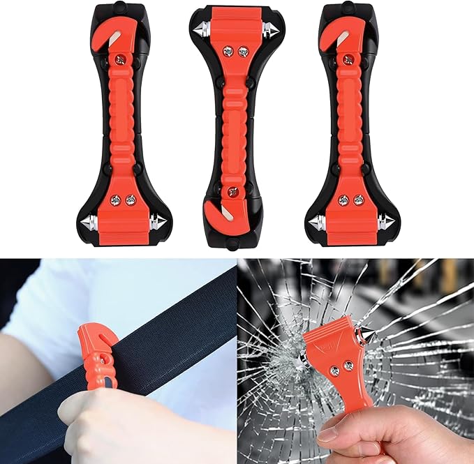3PCS Car Safety Hammer Set, Window Breaker Seatbelt Cutter, Car Window Glass Hammer Breaker and Seat Belt Cutter Escape Tool 