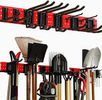 NattyDot Garage Tool Organizer Wall Mount 49.5inch With 9 Hooks,Shovel Holder Wall Mount Ski Rck for Garage Garden Tool Rack 