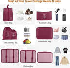 Packing Cubes for Travel - 8 Set Luggage Organizer Bags for Family, Mesh Breathable Travel Packing Cubes for Suitcases Durabl