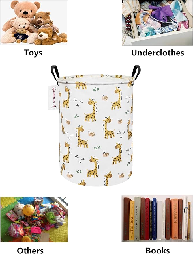 QUEENLALA Large Storage Basket,Laundry Hamper/Bathroom/Home Decor/Collapsible Round Storage Bin,Boys and Girls Hamper/Boxes/C