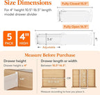 Lifewit 4" Tall 5 Pack Drawer Dividers, 27-42cm/10.5-16.5" Expandable Drawer Divider for Clothes, Adjustable Dresser Drawer O