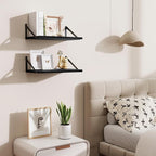 Floating Shelves for Wall,18" Wall Mounted Shelves Set of 2,Wood Floating Shelf with Bracket,Sturdy Metal Bracket Bookshelves