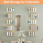 upsimples 16 Pack Acrylic Shelves for Wall Storage, 15" Floating Bookshelves for Kids, Display Shelf Organizer for Bathroom, 