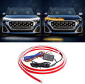 Flexible Car Hood Light Strip, 70 Inches Dynamic LED Daytime Running Lights, White and Amber Switchback Sequential Turn Signal Lights for Car, Truck, SUV