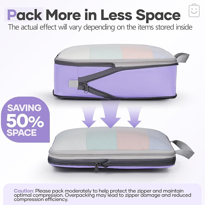 Veken 11 Set Compression Packing Cubes for Travel Essentials,Compressible Expandable Large Luggage Suitcase Organizer Bags fo