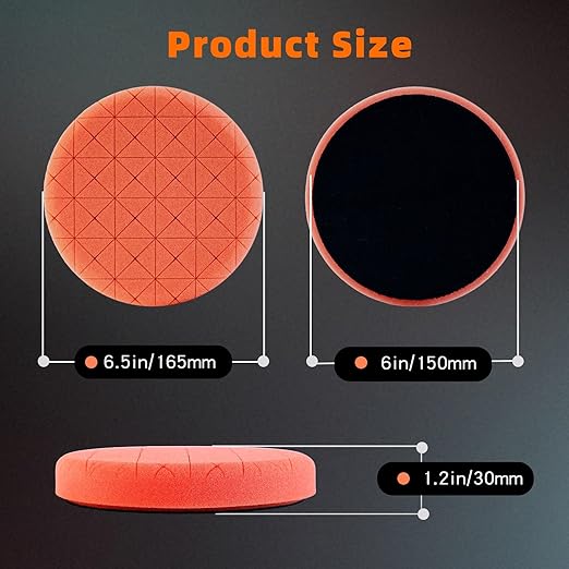 Buffing Polishing Pads and Wool Pad, 6Pcs 6.5 Inch Face for 6 Inch Backing Plate Compound Buffing Sponge Pads Cutting Polishing Pads Kit for Car Buffer Polisher, Polishing and Waxing