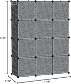 C&AHOME Cube Storage Organizer with Doors, 12-Cube Shelves, Closet Cabinet, DIY Plastic Modular Bookshelf Ideal for Bedroom, 