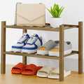 Smiry Shoe Rack, 2 Tier Thick Small Bamboo Shoe Organizer, Stackable Free Standing Wooden Shoe Storage Shelf for Closet, Entr