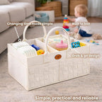 Baby Diaper Caddy Organizer for Nursery – Large Felt Storage Basket for Baby Essentials, Wipes & Diapers – Portable Nursery O