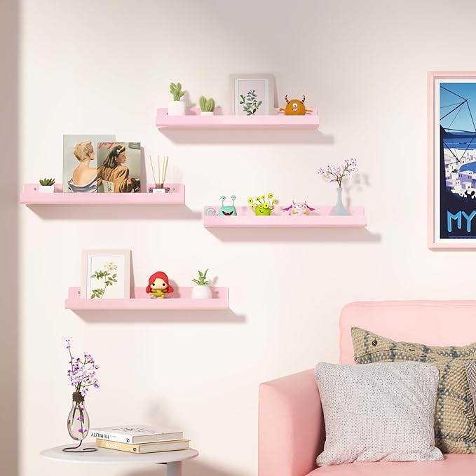 upsimples Acrylic Shelves for Wall Decor, 15" Display Shelf Perfume Organizer for Bathroom, Bedroom, Living Room, Floating Bo