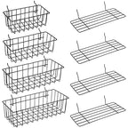 Tioncy 8 Pieces Pegboard Baskets and Shelves Pegboard Bins Wall Organizer Peg Board Racks Wire for Organizing Various Tools A