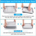 Collapsible Dish Drying Rack with Drain Plug Tube, Portable Dish Drainers for Kitchen Counter, Folding Dish Rack Over Sink Dr
