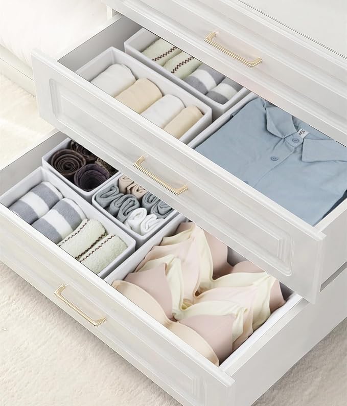 Fordonral 12 Pack Drawer Organizer Clothes, Foldable Fabric Dresser Organizer Closet Organizers and Storage Box for Underwear