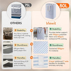 Lifewit 3 Pack Laundry Basket 80L Each, Collapsible Clothes Hamper with Reinforced Handles, Freestanding Waterproof Design fo