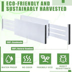 4 Pcs Deep Bamboo Drawer Dividers, Deep Kitchen Dresser Drawer Organizer with Spring Loaded for Clothes, Adjustable Expandabl