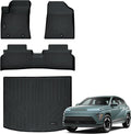 Auxko All Weather Floor Mats Cargo Mat for Hyundai Kona EV 2026 2025 2024 TPE Liners Accessories Guard Odorless Anti-Slip Floor Liners Trunk Liner Black