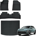 Auxko All Weather Floor Mats Cargo Mat for Hyundai Kona EV 2026 2025 2024 TPE Liners Accessories Guard Odorless Anti-Slip Floor Liners Trunk Liner Black