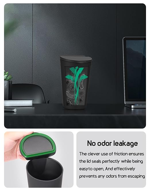 BMZX Car Trash Can with Lid Small Cup Holder Door Pocket Garbage Can Bin Trash Container Fits Auto Home Office, Black 1 Pack