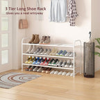 LINZINAR Shoe Rack Long 3 Tier Shoe Storage Organizer Metal Wide Shoe Shelf for Closet Entryway Bedroom 24 Paris Large Capaci