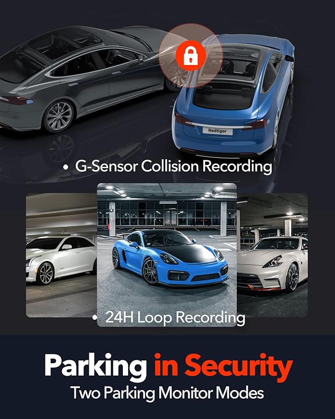 REDTIGER F7N 4K Dual Dash Cam, 5.8GHz WiFi-20 MB/s Fast Transfer, 64GB Card, Front 4K/2.5K and Rear 1080P Dash Camera for Car