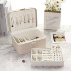 KAMIER Jewelry Organizer,2 Layer Jewelry Organizer Box for Earrings Bracelets Rings Necklaces,Luxury Leather & Soft Velvet Li