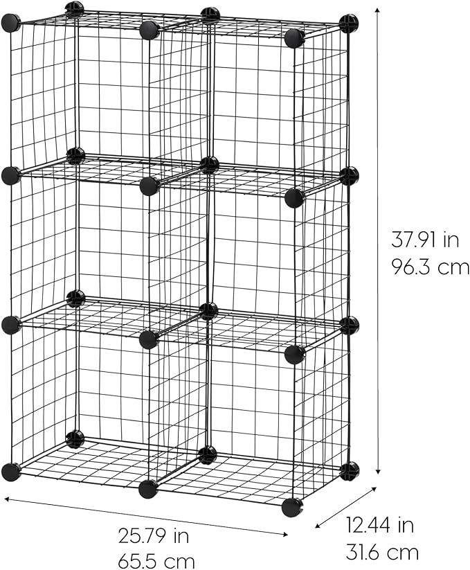 IRIS USA 6-Cube Modular Wire Cube Storage Organizer, Adjustable & Expandable Metal Shelving for Closet, Bathroom & Home Stora