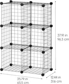 IRIS USA 6-Cube Modular Wire Cube Storage Organizer, Adjustable & Expandable Metal Shelving for Closet, Bathroom & Home Stora