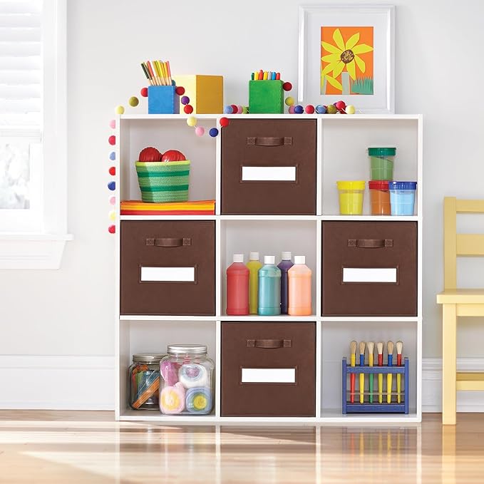 artsdi 13x13x13 Storage cube bins(Set of 8) Fabric storage cubes with 8 Labels Window Cards & a Pen, Storage cubes 13x13, Col
