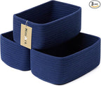 MiniArk Small Storage Baskets for Organizing | Closet Organizer Bins | Shelf Toy Basket | Woven Rope Baskets | Cube Decorativ