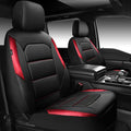 CAR PASS Memory Foam Leather Seat Covers,Air Cool Mesh Thick Car Seat Covers Front Seats Red Leather Seat Covers for Cars Uni