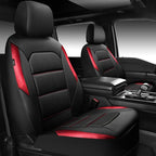CAR PASS Memory Foam Leather Seat Covers,Air Cool Mesh Thick Car Seat Covers Front Seats Red Leather Seat Covers for Cars Uni