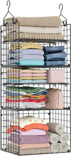 X-cosrack Closet Hanging Organizer Shelves - 5 Tier Wardrobe Organizers and Storage Bin, Hanging Organizer Shelves, Clothes S