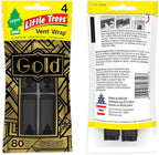 LITTLE TREES Car Air Freshener | Vent Wrap Provides Long Lasting Scent, Invisibly Fresh | 16 Air Fresheners | Gold