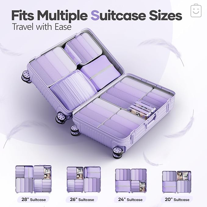 Veken 11 Set Compression Packing Cubes for Travel Essentials,Compressible Expandable Large Luggage Suitcase Organizer Bags fo