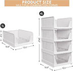 4 Pack Stackable Closet Storage Basket - Stackable Storage Bins, Multifunctional & Foldable Closet Organizer Divided, Wardrob
