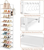 LANTEFUL 10 Tiers Tall Shoe Rack 20-25 Pairs Boots Organizer Storage Sturdy Narrow Shoe Shelf for Entryway, Closets with Hook