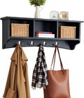 Shaker Cottage Wall-Mounted Coat Rack with 3 Storage Cubbies and 4 Coat Hooks – 36" W x 9" D x 14" H Space-Saving Entryway Or
