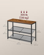 VASAGLE Shoe Rack for Entryway, 3-Tier Shoe Rack Organizer with Storage Shelves and Spacious Top, Freestanding, Adjustable, I