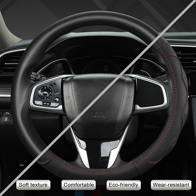 West Llama 3D Texture Steering Wheel Cover for Toyota, Anti-Slip Design, Premium Leather, Custom Fit for 14.5-15 inch, Stylis