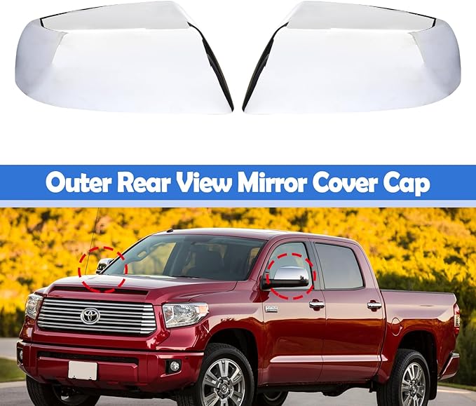 Osompar Chrome Outer Rear View Mirror Cover Cap Front Driver Passeger Side for Toyota Tundra 2007-2021 Toyota Sequoia