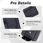 2 PCS Car Sun Visor Organizer, Sunvisor Organizers with Sunglass Holder & Card Sleeve Pocket, Leather Car Sunglass Holder for Most Vehicle of Trucks, SUVs, Black
