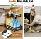 1-Pack Under Sink Organizers and Storage,2-Tier L Shape Pull Out Cabinet Organizer With Round Tube Slide Rails,Hight Adjustab