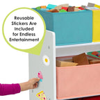 Delta Children Deluxe Multi-Bin Toy Organizer with Storage Bins - Greenguard Gold Certified, White with Blue/Orange/Pastel Bi