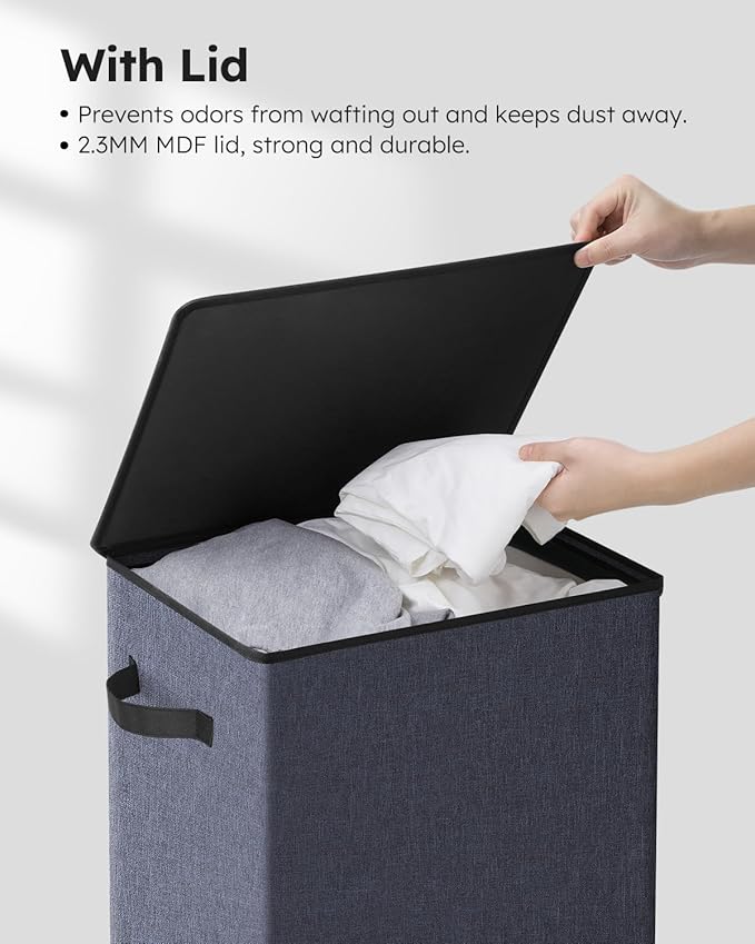 SOLEDI Laundry Hamper with Lid 90L Large & Tall Collapsible Laundry Basket, Clothes Hamper with Bag Removable Easy to Carry, 